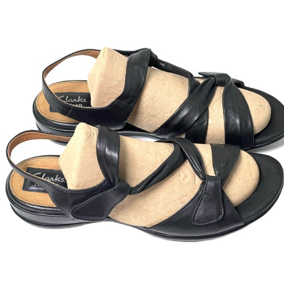 Clarks Artisian Shoes - Clark’s Artisian Black Supple Leather Slingback Comfort Sandals size 11